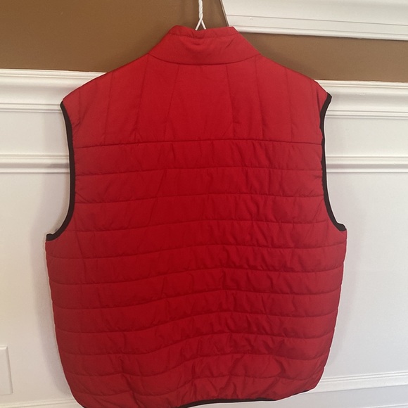 Chaps Mens Ralph Lauren Red Black Zip Front Puffer Lightweight Vest Pockets Sz L - Picture 8 of 12